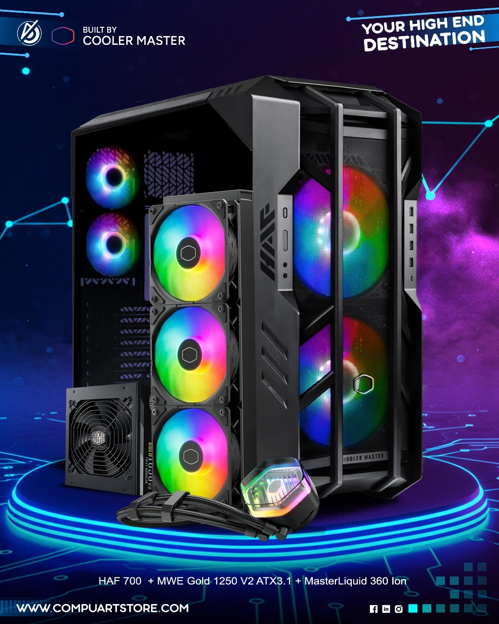 HAF 700 Black With 1050W PSU With  ATMOS 360 Bundle